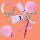 8PCS BEAD KEYCHAIN BRACELET SELF PROTECTION KEY RING SET